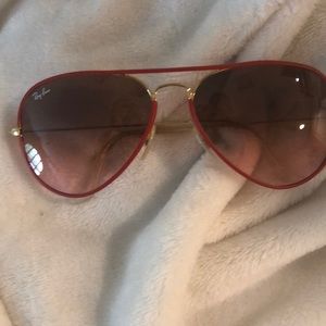 Ray Ban RB3025JM Red Aviator Full Color Sunglasses